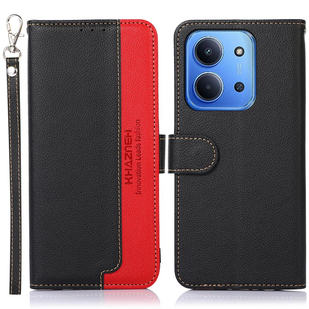 KHAZNEH For Xiaomi Redmi 15C 5G (EU) (173mm)/15C 4G (EU) (173mm) Case RFID Blocking Wallet PU Leather Phone Cover with Strap