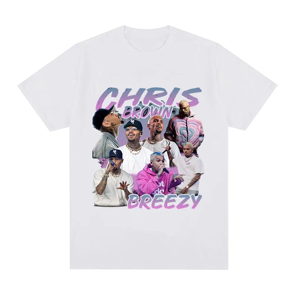 Rap Singer Chris Brown Breezy Pattern Tshirt Harajuku Short Sleeved Tshirt Casual Tshirt Street Wear Fan Gift