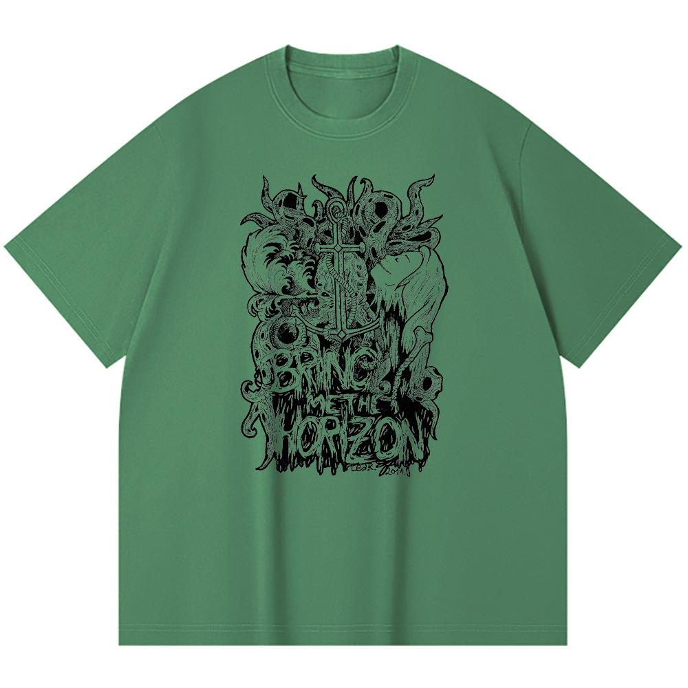 230 Gsm 100% Cotton Heavy Metal T-Shirt Rock Band Popular Music Print Unisex Heavy Cotton T Shirt