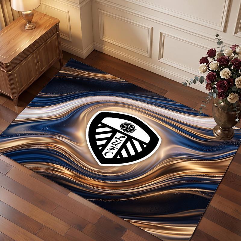 Leeds United Voetbal Print Kristalfluweel Tapijt, Comfortabel Waterabsorberend Antislip Binnen Vloerkleed