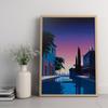 Nagai Hiroshi Palm Springs Sonnenuntergang Pool Druck Vintage japanische Pop Poster Home Dekoration Wand Kunst Leinwand Gemälde