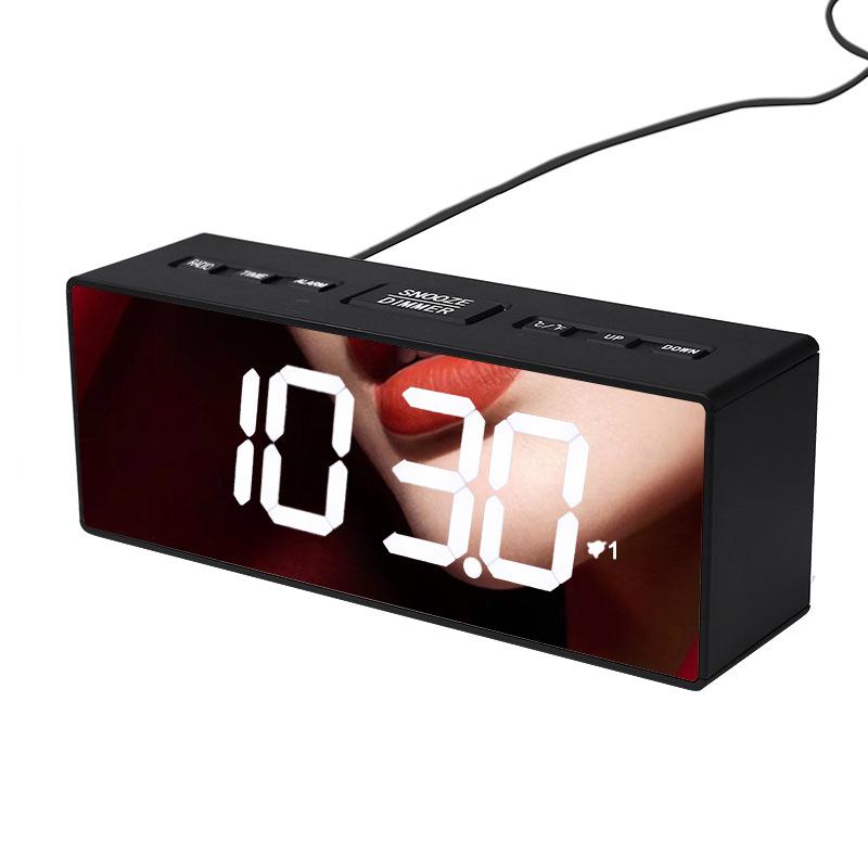 Radio Clock Electronic Digital Snoring Alarm Clock Mirror Radio Gift Electronic Clock