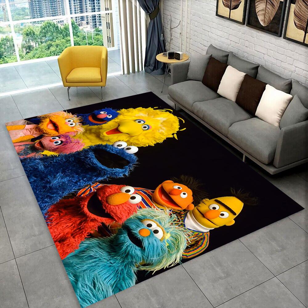 S-Sesame Street TV Cute Cartoon Carpet Rug for Bedroom Living Room Sofa Home Doormat Home Decor,Area Rug Non-slip Floor Mat Gift