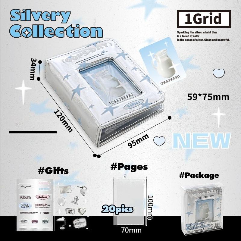 OOPSDAY Rest Day Silvery Series Card Album ins Silver Hollow Small Card Storage Album Polaroid Album