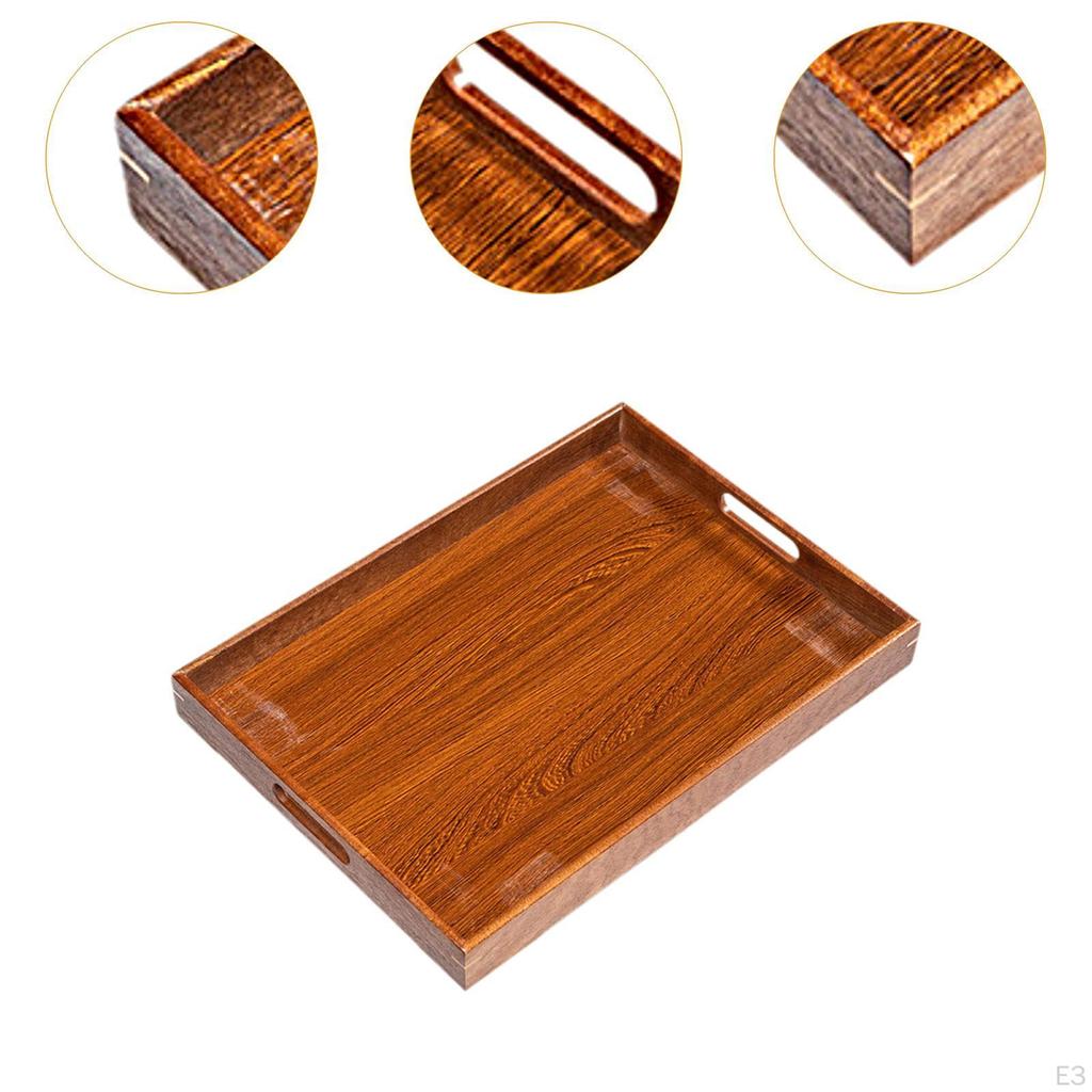 Rechteckiges Holztablett für Getränke und Snacks mit hohlem Griff für den Heimgebrauch