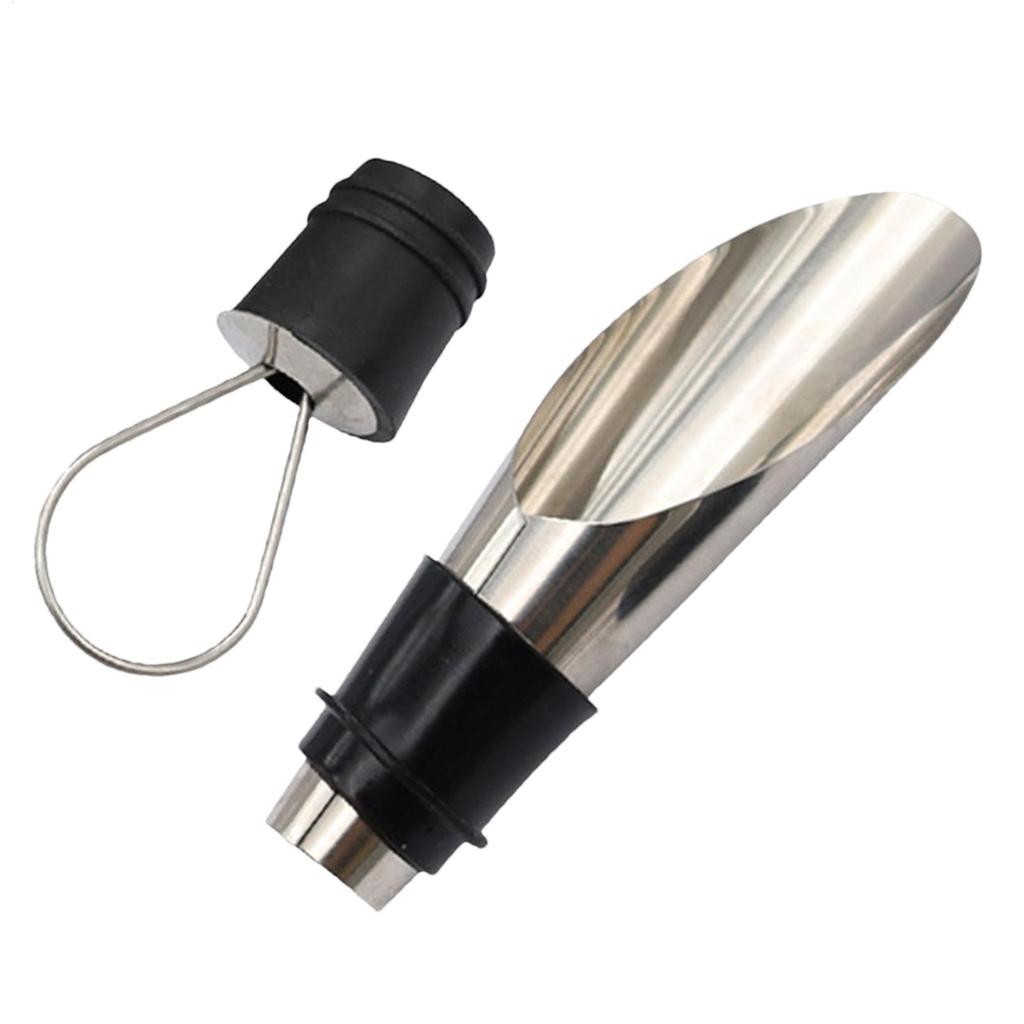 Wine Aerator Stainless Steel Wine Bottle Pourers and Stoppers 2-in-1 Steel Champagne Sealed Cap Stopper Wine Spout Pourer