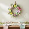 Easter Wreath 40cm Artificial Cute Festive Spring Garland Front Door Wreath for Family Friends Adults Men Women Holiday Home