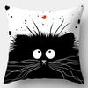 Home Decor Cute Cat Pillowcase Square Polyester Print Watercolor Love Cushion Cover