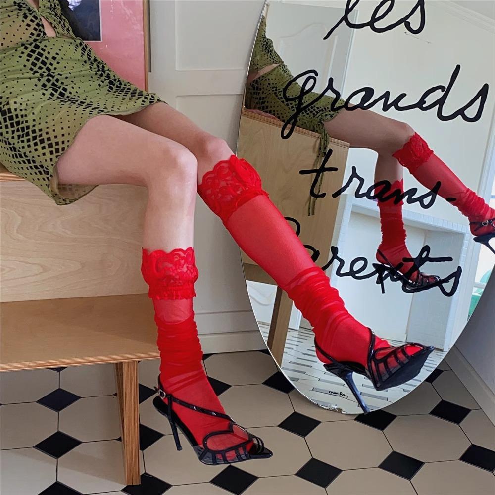 Black Stockings Female Jk Fishnet Stockings Bow Lace Stockings Ultra-thin Sexy Pure Desire Non-slip Outer Stockings