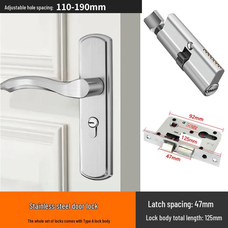 AJ-S255 Stainless Steel Universal Indoor Door Lock with Adjustable Hole Distance