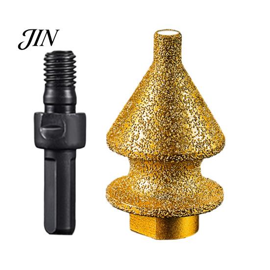 Ceramic Tile Drill Bit Diamond Chamfering for Grinder, 4-in-1 Hole Saw, Beveling Grinding Head Quartz Chamfering/Hole Enlarging/Polishing/Arc