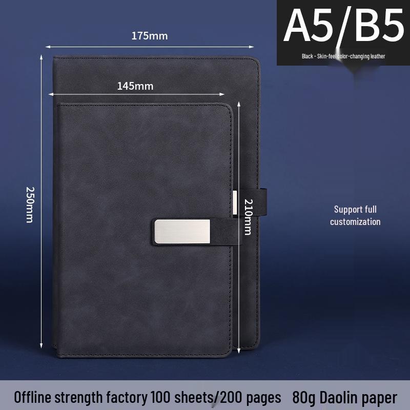 Customized Business Notebook Gift Set with Logo Printing - Corporate Souvenir Office Notebook A5 (14.5*21cm) чёрный