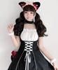 Milky Time Women's Lolita Dress with Puff Sleeves, Choker, and Mini Length, Black, Cosplay Costume