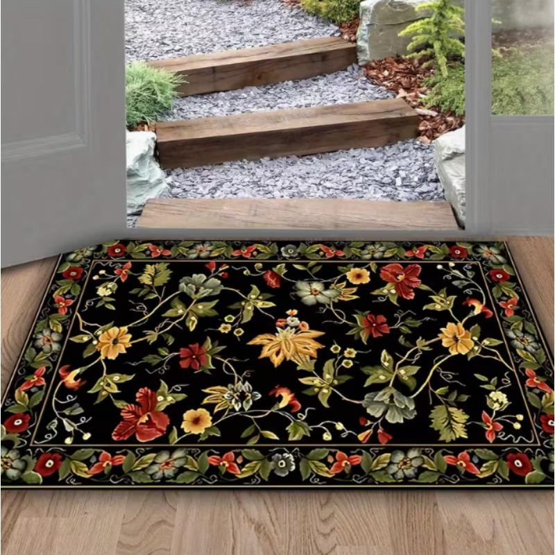 Vibrant Spring Floral Printed Door Mat Soft Perfect for Entrance Living Room Bedroom Bathroom Kitchen and Laundry Home Decor Mat