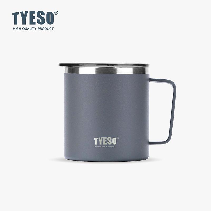 Tyeso Stylish Office Coffee Mug 304 Stainless Steel Visual Lid Minimalist Design with Handle Unisex Mug for Daily Use