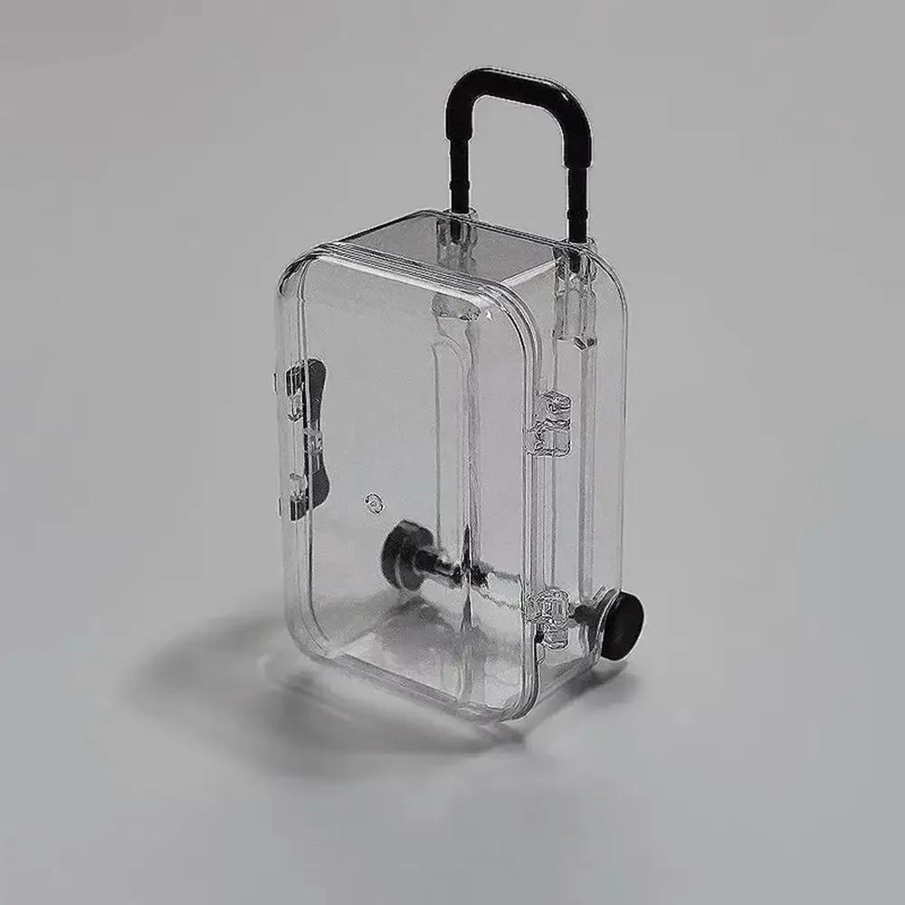 

Mini Luggage Jewelery Storage Box Cute Clear Trolley Suitcase Candy Box Creative Jewelry Display Case Wedding Gift Packaging Box чёрный