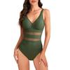 Damen Einteiliger Sexy Mesh Netzstoff Ausgeschnitten Einfarbig Mit BH-Polster Ohne Bügel Badeanzug