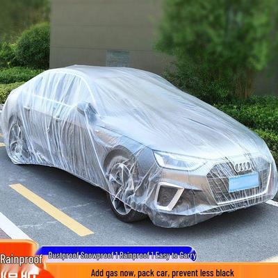Thickened Transparent SUV Car Cover - Dustproof & Rainproof Disposable Full Cover