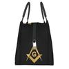 Gold Freemason Logo Portable Lunch Boxes for Masonic Mason Cooler Thermal Food Insulated Lunch Bag Office Work Pinic Container