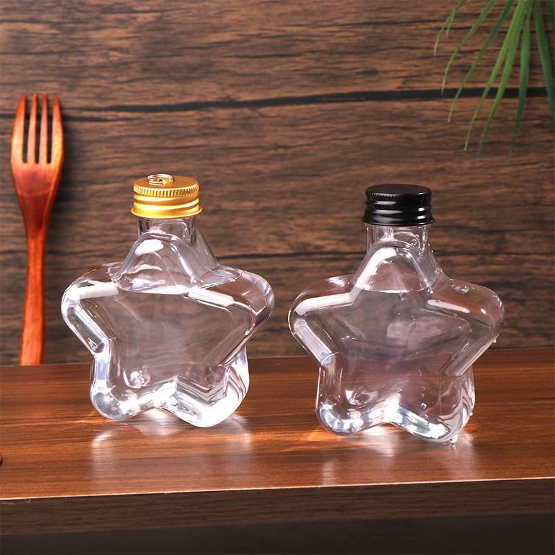 200Ml Cute Star Plastic Bottle Clear Milk Tea Coffee Bottle Transparent Drinking Bottle Water Cup Juicing Beverage Bottles