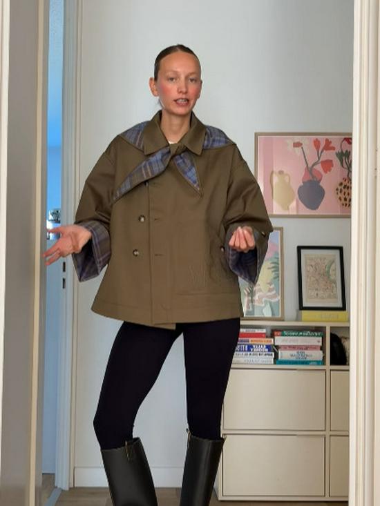 2025 Herbst/Winter Damen Vielseitiger Wendbarer Karierter Knopf-Windbreaker-Mantel