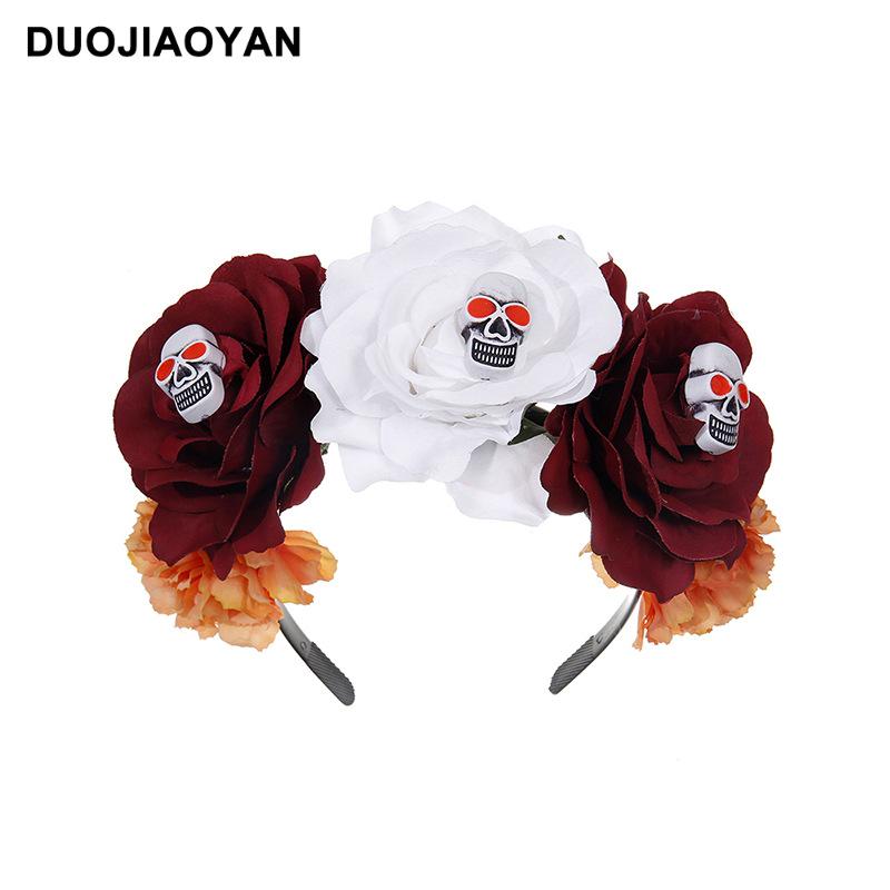 Halloween Flower Headband with Spider for Cosplay or Makeup Party