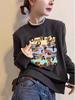 Lace Collar Velvet Base Layer T-shirt, Women's Autumn/Winter 2025: Thick, Versatile, Half-High Collar Long Sleeve Ins Style