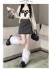 Black Sequined Woolen High-Waisted A-Line Skirt for Autumn/Winter - Slimming, Hip-Hugging, Irregular Hem, with Anti-Exposure Design.