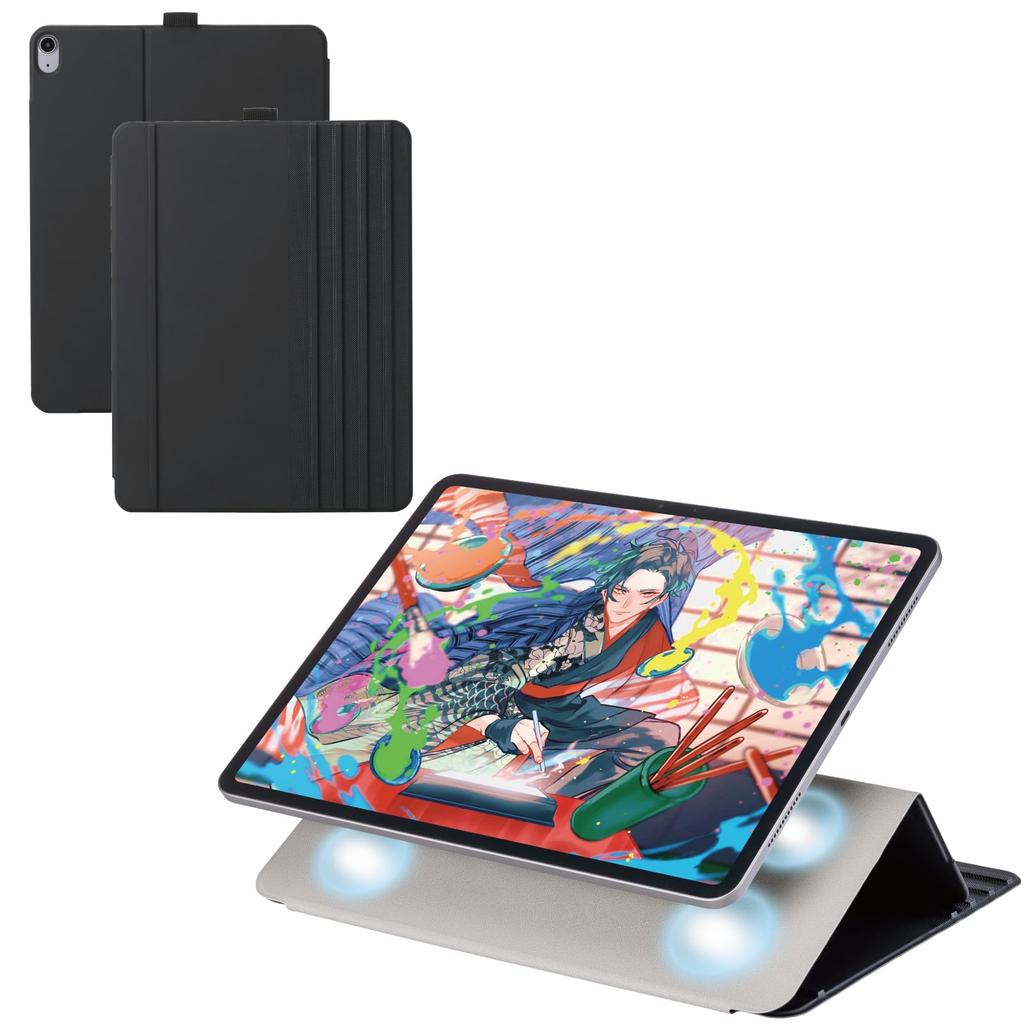ELECOM Case for iPad Air Flap Case with Soft Drawing 7 Angle Sleep 13-inch (M3/M2) 2025/2024, Leather, Design, Settings, Support, Black, TB-A25XWVDBK