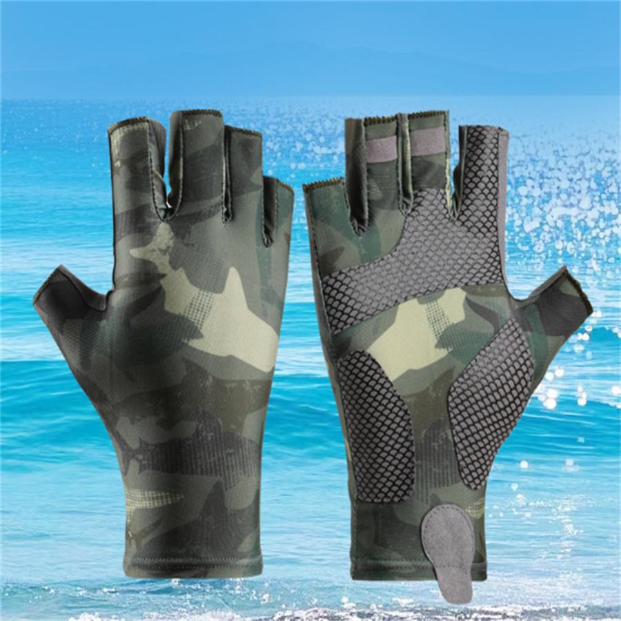 UV Protection Half Finger Fishing Gloves, Anti-Slip Breathable Outdoor Sports Gloves
