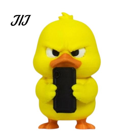 Portable Table Sculpture 3D Printed Yellow Duck Figurine, Funny Statue with Vivid Expressions, Cute Figurine Miniature Desktop Ornaments for