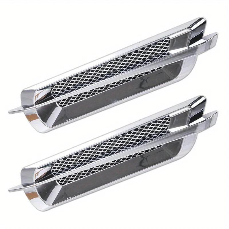 Universal 2Pcs Chrome Car SUV Air Flow Fender Side Vent Decoration Sticker Automotive General Decorative Tuyere Car Sticker