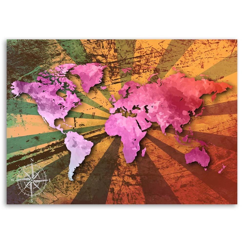 Canvas print, Pink vintage world map