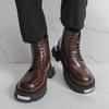 Large Size Martin Boots High Top Lace-up Thick-soled Men's Boots Autumn and Winter New Men's Leather Boots British Style Tooling Boots Men's