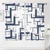 2 pieces, blue white gray grid geometric curtains - suitable for living room, bedroom and home decoration - add decorative fun.