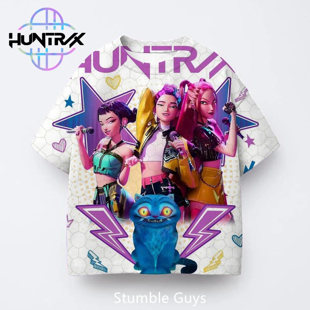 Kpop Demon Hunters Casual Fashion Kids 3D Cartton Short Sleeve Summer Boys Girls T-Shirt Anime Clothes