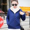Winter Women Jacket Hooded Zip-up Long Sleeves Thick Plush Lined Solid Color Cardigan Keep Warm Commuting School Coat
