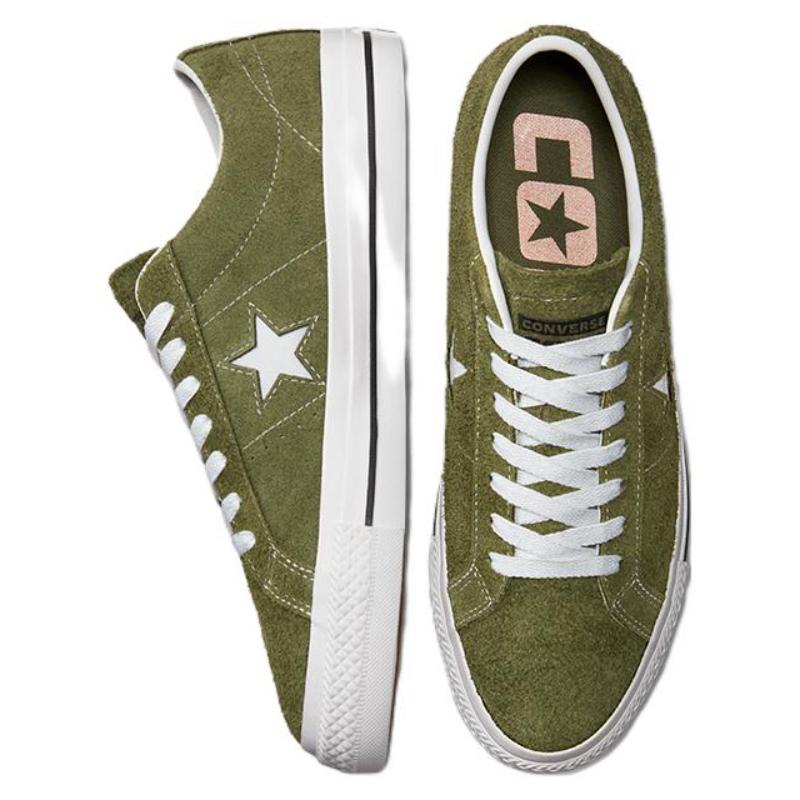 Converse One Star Pro Leder Trendig Lässig Rutschfest Strapazierfähig Leicht Niedrig geschnitten Board Schuhe Unisex Grün