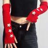 Solid Color Y2K Star Arm Cover Elastic Warmer Long Cuff Knitted Fingerless Sleeves  Winter