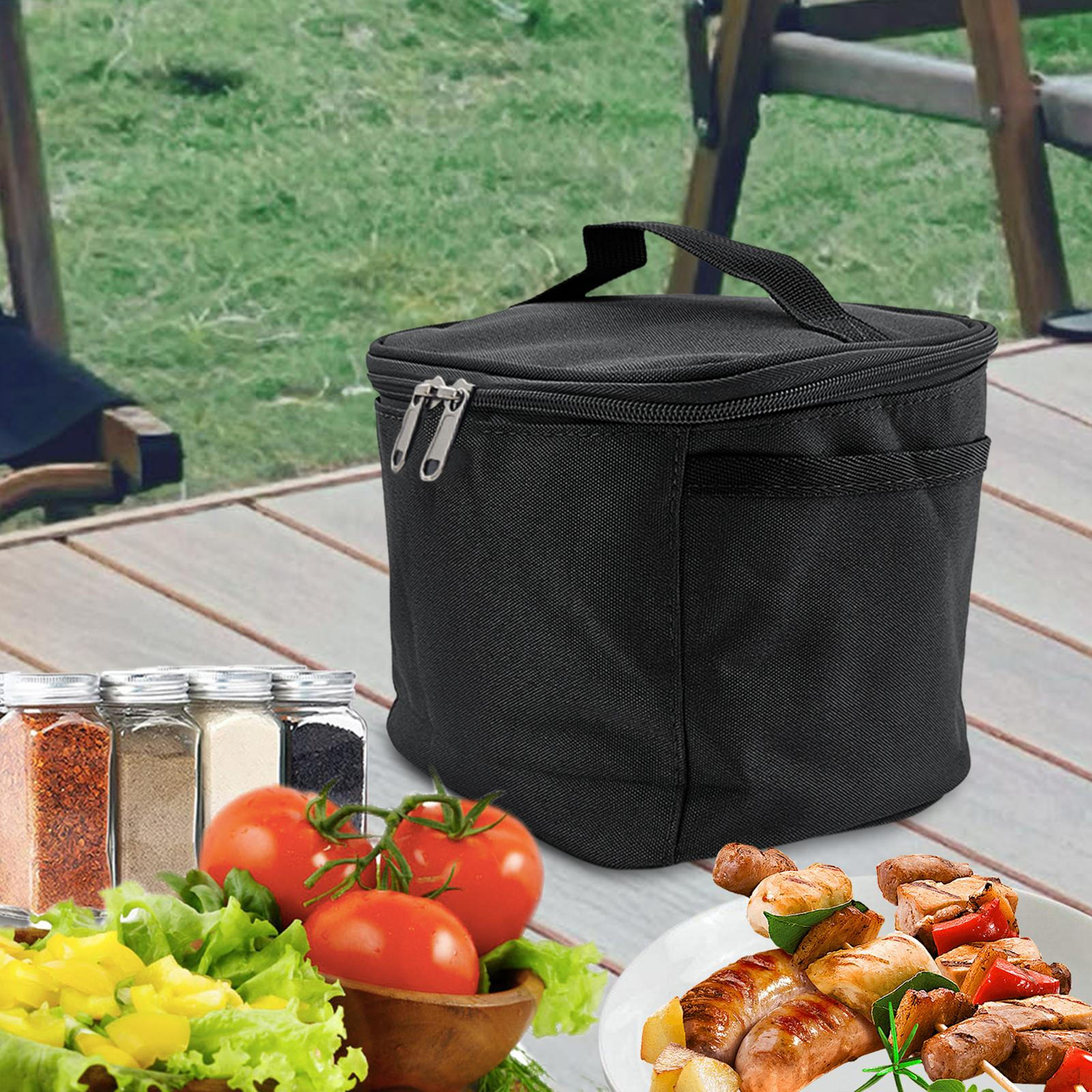 

Портативная сумка для специй, для хранения на природе, для приготовления пищи, пикника с ручкой, легкая сумка с 5 слотами Black