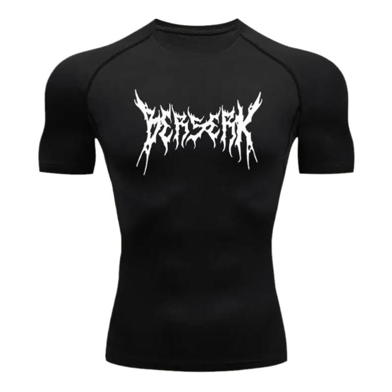Compression Men Fitness Gym Skeleton Moisture-Wicking Sport Running T-Shirt Rashgard Tops Tee Quick Dry Short Sleeve Towel Loop