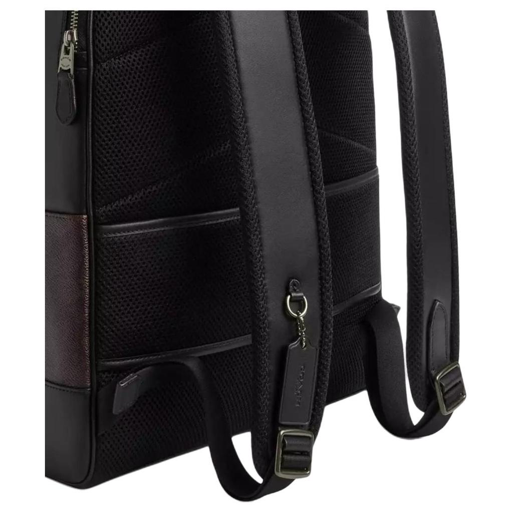Coach West 32 Striped Monogram Coated Canvas Backpack Large Men backpack Gunmetal-Gray CDC54-QBWAN