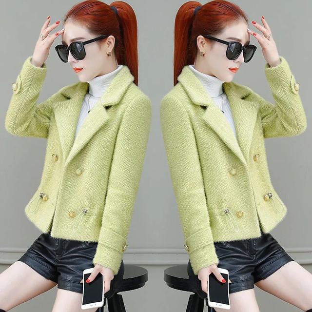

Весенне-осеннее короткое шерстяное женское пальто из искусственного норкового бархата, новое популярное шерстяное пальто с имитацией золотого норкового бархата, женское шерстяное пальто XXL