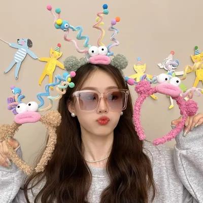 Engraçado Headband Ornament Hoops Banda DIY Acessórios para Cabelo Bonito Monstro Pequeno Rolo de Lã Headwear Balanço Feliz Bonito Natal Headband