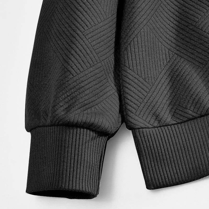Men's Autumn And Winter American Retro Heavy Sweater Jacquard Long-sleeved Lapel Half-chain Men's Top