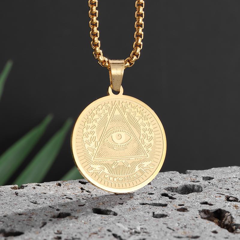 Exquisite Edelstahl beliebte Auge des Horus Medaille Halskette ägyptischen Totem Medaille Anhänger Männer Frauen Amulett Schmuck