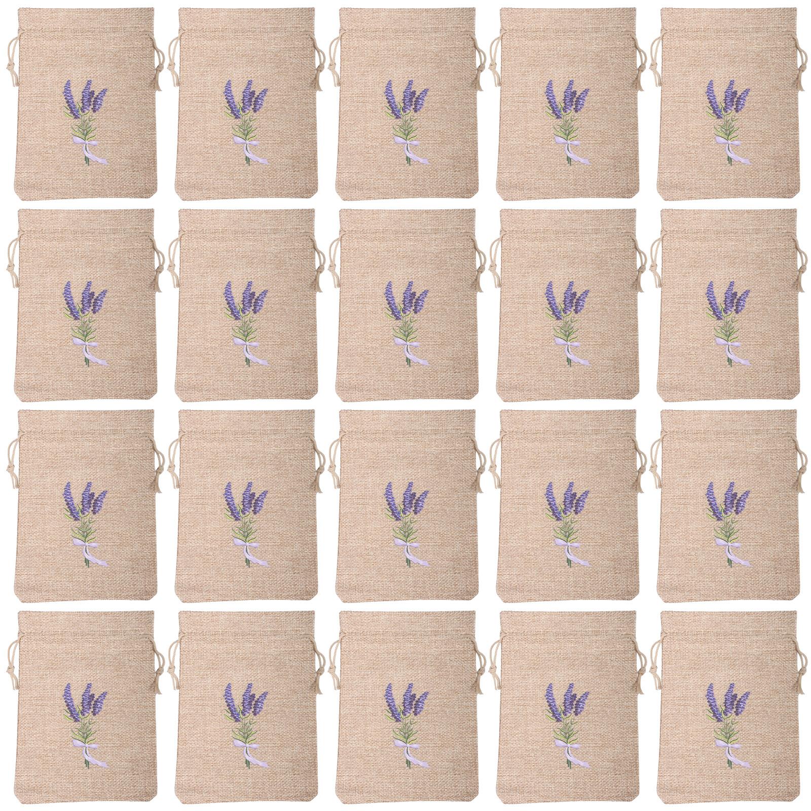 

20Pcs Cotton Lavender Embroidered Drawstring Bag Pouch Breathable Spice Sachet Bag for Jewelry Favor Packaging Gift Storage Bag 13x18cm