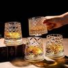 2026 New Whiskey Glasses Rotating Whisky Glass With Glass Base 360 Rotate Degrees Crystal Rum Glass For Cocktail Party Drinking