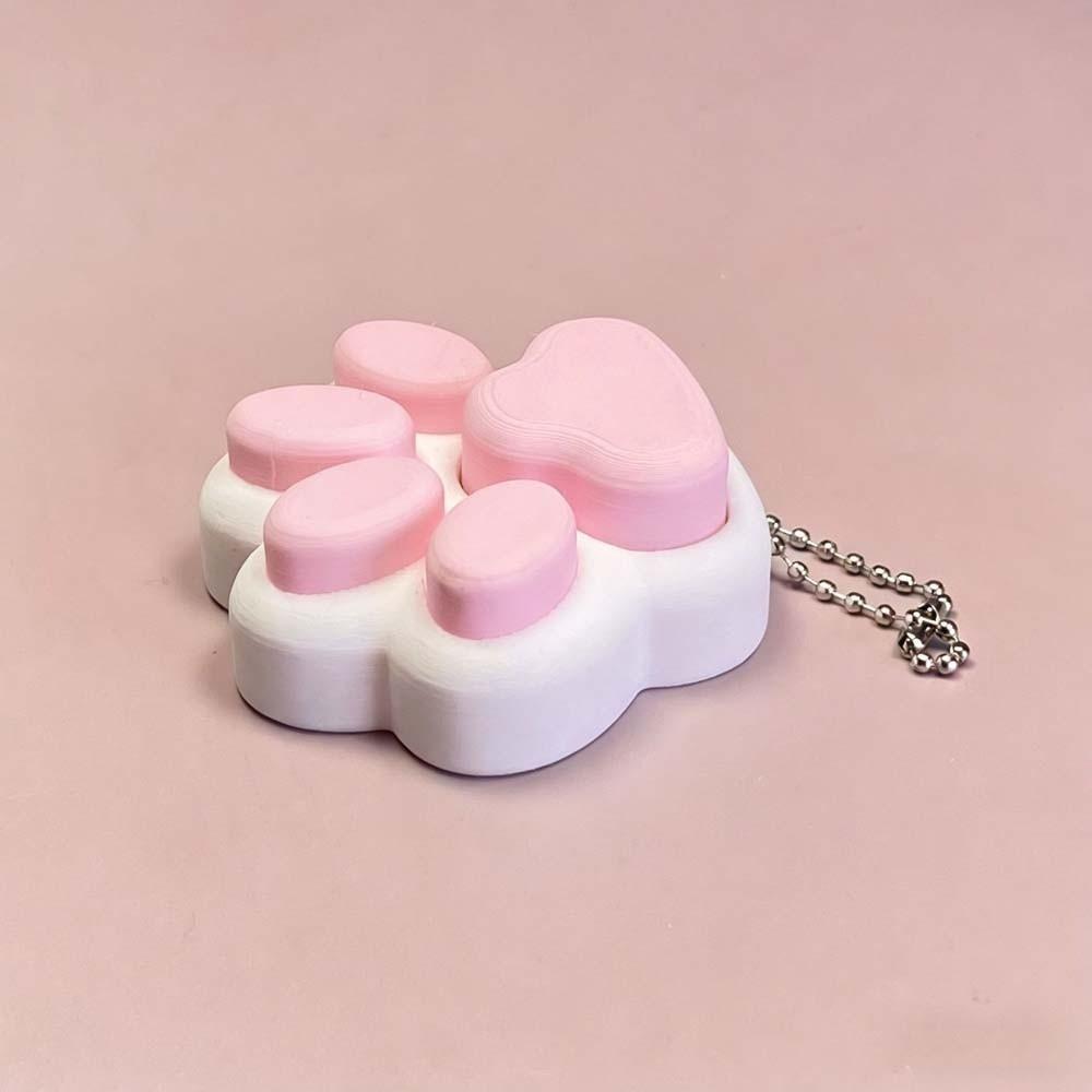 3D Printed Foods Clicker Key Chain Cat Paw Pendant Cartoon Tortoise Button Henhouse Key Ring Simulation Cake PLA Funny Fidget