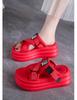 Fashion Summer Women Buckle Slippers Flip-Flops Beach Shoes Wedge Heels Slides Woman Platform Slippers Candy Colors Outside Sandals 7cm